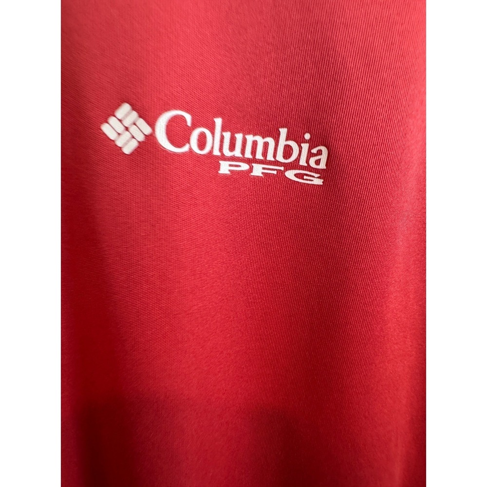Columbia PFG Mens Red Long Sleeve Quarter Zip Pullover Fishing Shirt Large - Picture 3 of 4